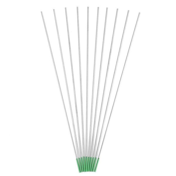 10pcs Pure Tungsten Electrodes WP Green Tip 1.0/1.6/2.0/2.4/3.2mm 250-400A for AC Tig Welding (1.6mmx175mm)