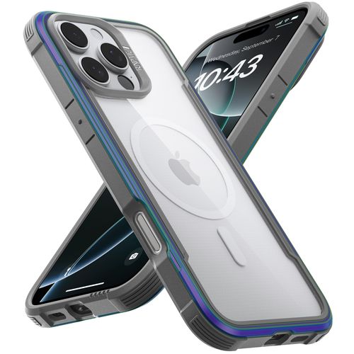 RAPTIC Shield Magnetic for iPhone 16 Pro Max Case, Compatible with MagSafe, [13FT Mil-Grade Drop Protection], Durable Anodized Shockproof Aluminum Frame Slim for iPhone 16 Pro Max Case, Iridescent