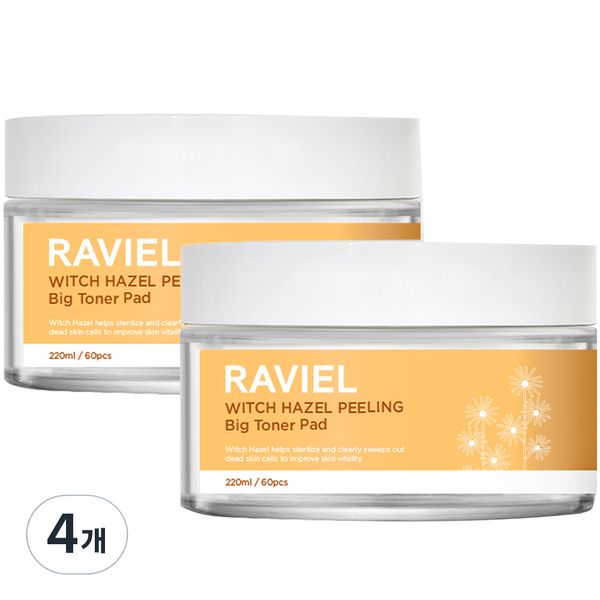 Raviel Witch Hazel Peeling Big Toner Pad 220ml, 60ea, 2pcs