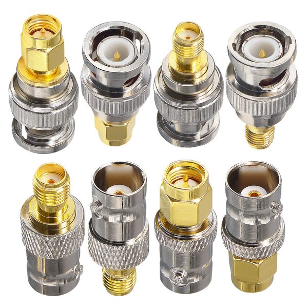 leeyovk BNC to SMA Antenna Adapter 4 Types Kit, BNC (Male, Female) to SMA (Male, Female) Coaxial Cable Plug, RF Connector, Convenient for Converting, Connecting and Extending 8 Pieces