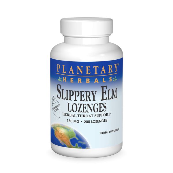 PLANETARY HERBALS Slippery Elm Lozenges, Strawberry, 200 Count