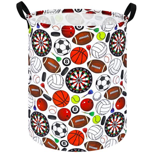 MAIZMZ Basketball Pattern Baby Storage Basket Kids Hamper,Waterproof Nursery Bins Organizer Toy Box Laundry Basket Large Canvas for Home/Dorm/Office/Closet/Shelf/Boys Room Decorations