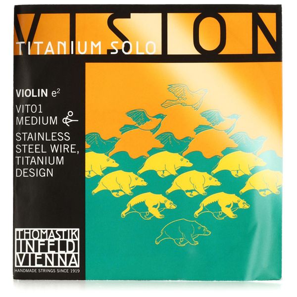 Thomastik single string for 4/4 violin Vision Titanium Solo - E-string chrome steel bright, medium, ball removable