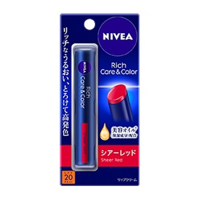 [Kao] Nivea Rich Care &amp; Color Lip Sheer Red 2.0g [Cosmetics]