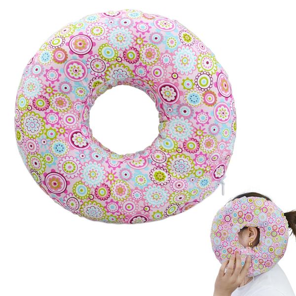 NAVESO Ear Piercing Pillow, 9 Inch donut pillow for Side Sleepers, Pillow with Hole for Ear, O-Shaped Pillow with Invisble Zipperc, Doughnut Pillow for Piercing Aftercare, CNH and Ear Piercing