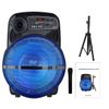 15" Portable Bluetooth Speaker Subwoofer Sound System w/LED Stand & Wireless Mic