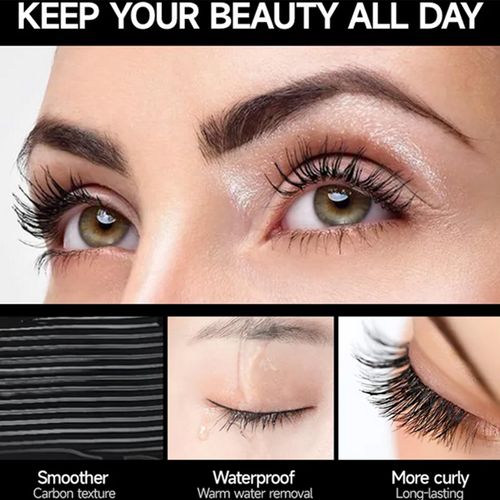 Mascara, 5D silk fiber mascara, extra-long thick mascara, waterproof, sweat-proof, non-smudging and lasting makeup all day (purple)