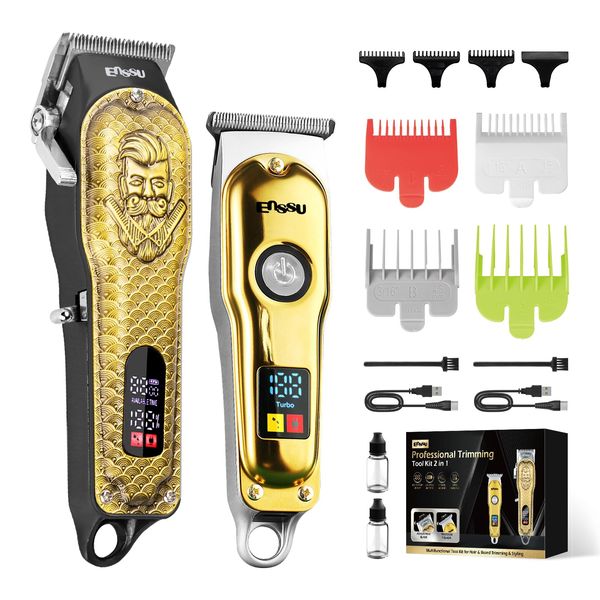 ENSSU Professional Hair Clippers for Men, Cordless Barber Clippers and Trimmers Set, Men's Hair Clippers for Hair Cutting with LED Display, Men's Grooming Kit