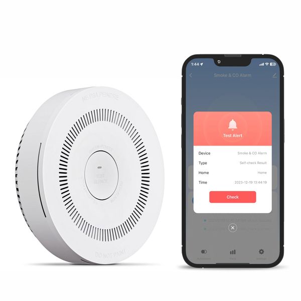 TREATLIFE Smart WiFi Smoke & Carbon Monoxide Detector, Battery Backup, Smoke & CO Alarm Combo, App Notification, Wireless Interconnect, Voice & Replacement Alert, Photoelectric Sensor Fire Alarm