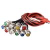 sourcing map LED Indicator Light AC/DC 24V 8mm Panel Mount Metal Shell Red Yellow Blue Green White 10Pcs