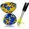 Yellow Blue Jester Diabolo + Aluminium metal handsticks + Pro-string