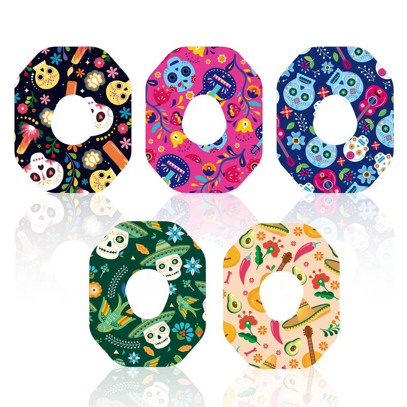 25pcs Adhesive Patches for Dexcom G7, 5 Skull Patterns Sensor Monitor ...