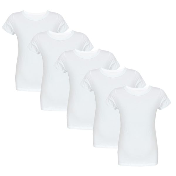 TupTam Unterhemden Jungen – 5er Pack Kurzarm Kinder Unterhemden, Baumwolle, Bequem & Atmungsaktiv, Farbe: Weiß, Größe: 140-146