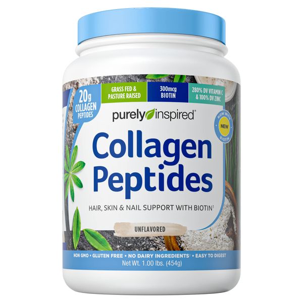 Purely Inspired Collagen Powder |Collagen Peptides Supplements for Women & Men | Collagen Protein Powder with Biotin | Paleo + Keto Certified | Unflavored, 1 lb (Packaging May Vary)
