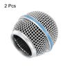 sourcing map 2pcs Mesh Microphone Grill Head Wired Microphone Ball Head Replace for DIY Mic Grill Head Parts Accessory Silver
