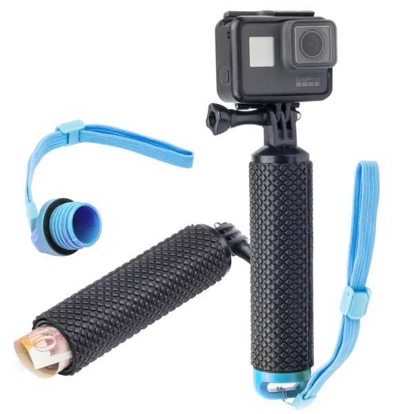 Digicharge Schwimmender Handgriff Wasserdicht Handgriff Floating Hand Grip Tauchen Stock für GoPro Hero12 Hero11 Hero 12 11 10 9 Max/DJI Osmo Action 3 / Insta360 One Akaso Action Kameras, Blau