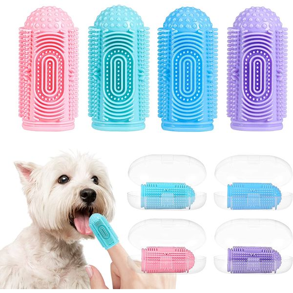 New Pet Dental Care Kit - 4 Pack Toothbrush Set for Dogs and Cats