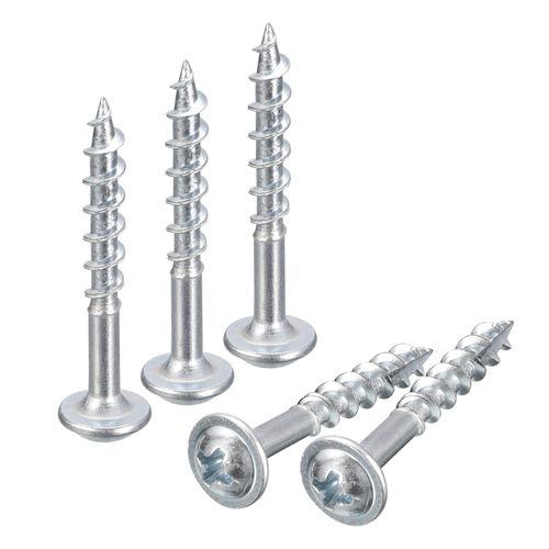 sourcing map #8x1-1/4" Pocket Hole Screws, 100pcs Phillips Drive Self Tapping Wood Screws with Zinc Plated for Woodworking