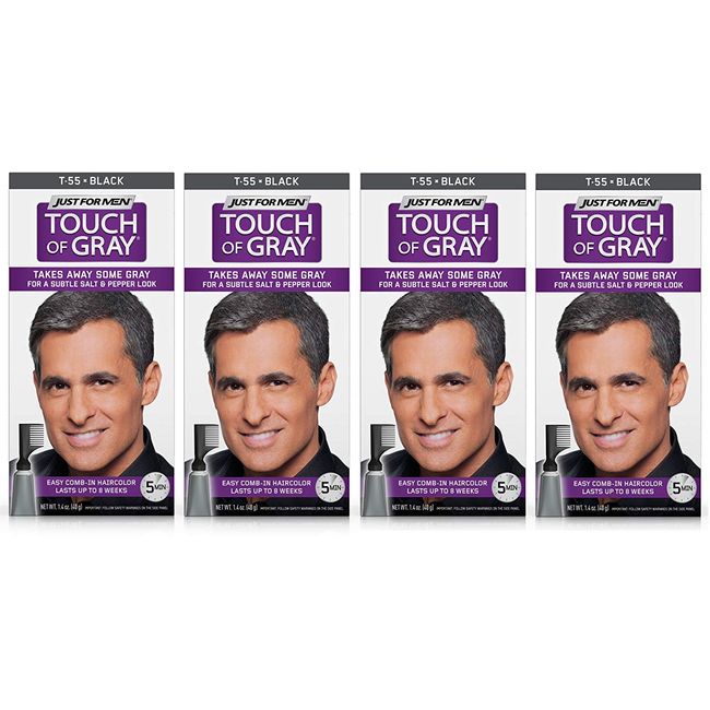 Just For Men Touch Of Gray, Takes Away Some Gray, T55 Black (4 Pack)