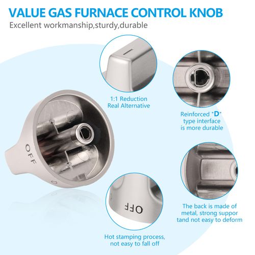 Fit for Whirlpool Gas Range Burner Control Knobs (1-Pack) - OEM Upgraded D-Shaped Stainless Steel Control Knobs W11159630/W11023139 - Fits Models 4813782, AP6284486, PS12347845 & More