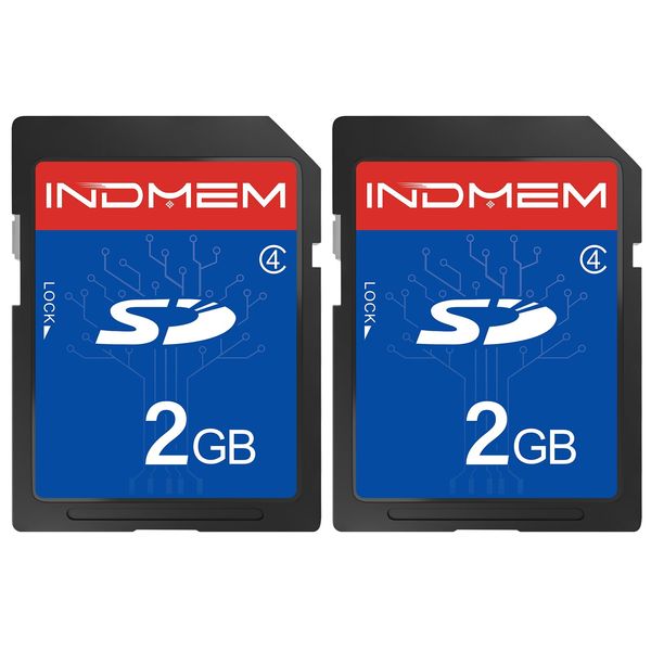 INDMEM SD Card 2GB Class 4 Compatible SLC Flash Memory Card Security Digital Card (2GB 2pcs)