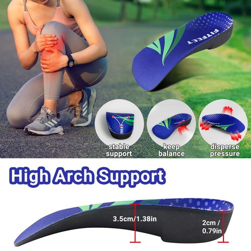 Plantar Fasciitis Insoles, 3/4 Length Arch Support Insoles for Women and Men, Shoe Inserts for Flat Feet, Over-Pronation, Heel Pain Relief, Orthotic Insoles with High Arch for Running, Work Boots, S