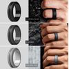 ThunderFit Silicone Wedding Rings for Men 7 Rings 4 Rings 1 Ring Brush Top Middle Engraved Line Rubber Engagement Ring 10.5-11 (20.6mm)