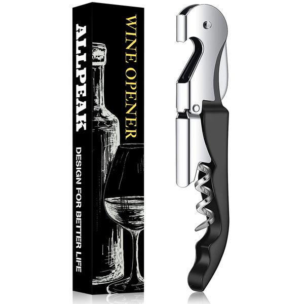 Corkscrew Wine Opener Bottle Openers - Allpeak Wine Bottle Opener with Foil Cutter, Stainless Steel Classic 3 in 1, Waiters Friend Corkscrew for Beer Bar Restaurant, Foil Cutter for Wine Bottles.