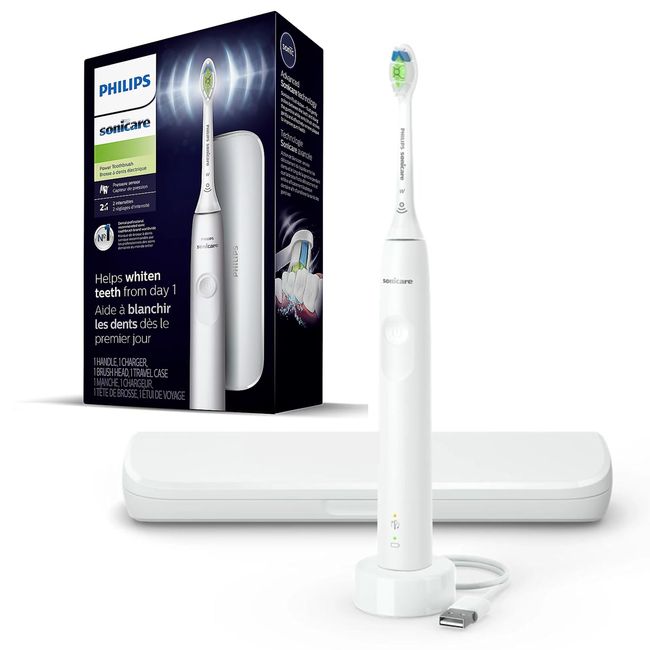 Philips Sonicare Electric Toothbrush DiamondClean, Phillips Sonicare Rechargeable Toothbrush with Pressure Sensor, Sonic Electronic Toothbrush, Travel Case, White