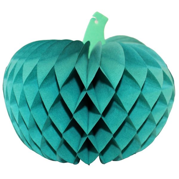 10 Inch Tissue Paper Pumpkin Decoration, Teal
