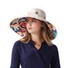 Packable Extra Large Brim Floppy Sun Hat Reversible Flora UPF 50+ Beach Sun Bucket Hat Beige