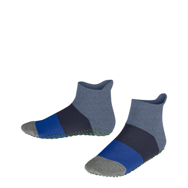 FALKE Unisex Kinder Stoppersocken Colour Block K Hp Baumwolle rutschhemmende Noppen 1 Paar, Blau Melange 6667, 31/34 EU