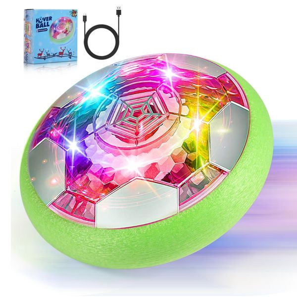 BaLaM Hover Soccer Ball Toys for 3-8 Year Old Kids Toddler Boys Girls, Christmas Birthday Gifts for Kids Age 4-6 5-7 8-12, Indoor Rechargable Light-up Toys Games, Christmas Version Color Design