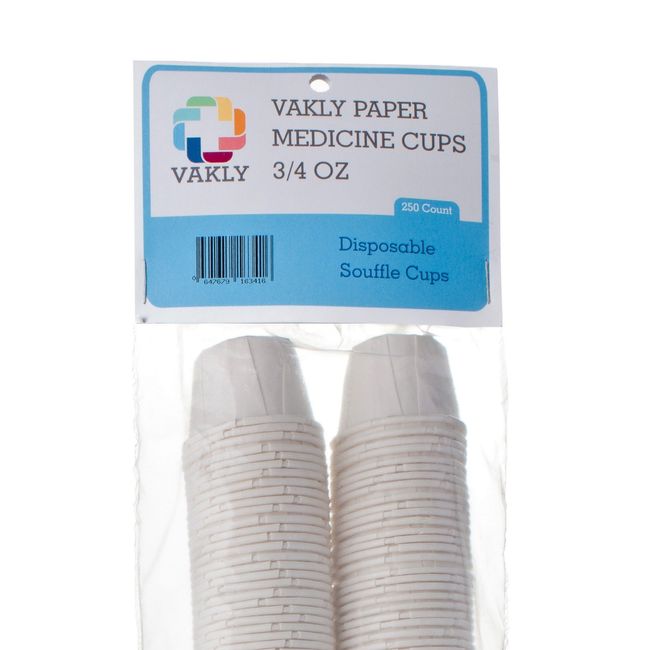 250 Vakly Paper Medicine Cups, 3/4 oz, Disposable Souffle Cups