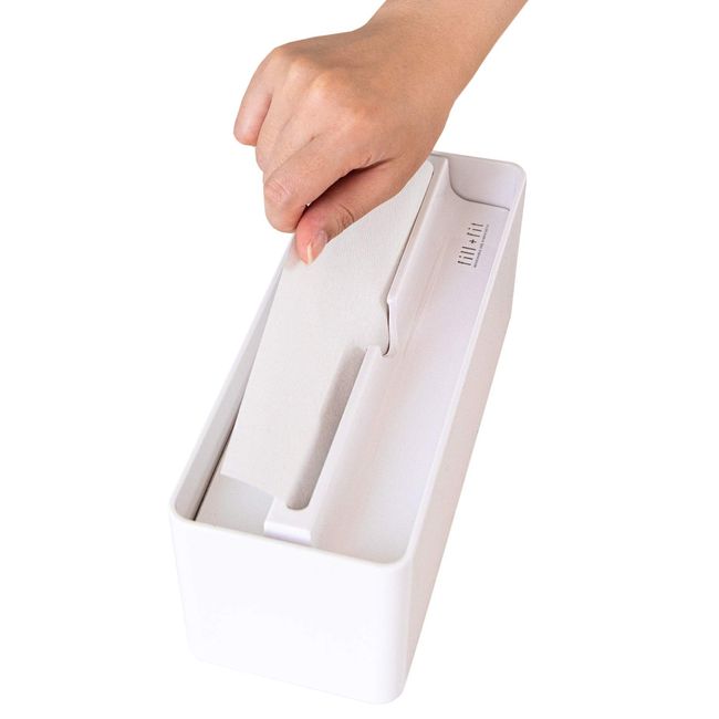 OKA fill+fit Paper Towel Case, Lip Type, Slim, White (Tissue, Oblong)