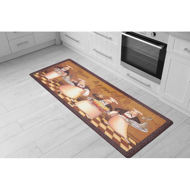 Rugshop Anti Fatigue Kitchen Runner Bon Appetit Cushioned Floor Mats for Home