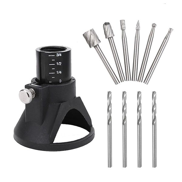 ANCLLO 11 Set Rotary Multi Tool Guide Attachment Kit Router Drill Bit Rotary Multi Tool Guide Attachment Kit