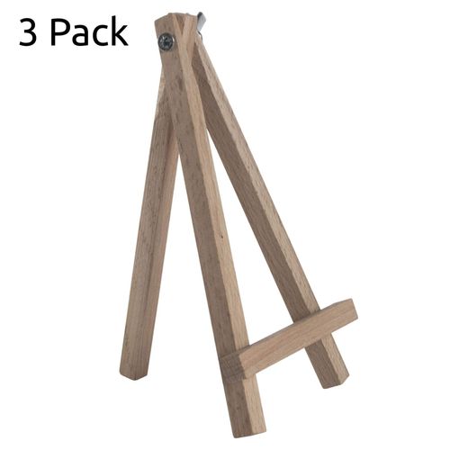 WooDeeDoo (3 Pcs.) Mini Wooden Table Top Easel | 15 cm | Solid Beech Wood Desk Art Canvas Display Stand for Name Wedding Cards Pictures Photos Crafts up to A5