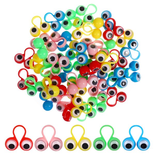 50 Pcs Auge Fingerpuppen Wiggly Augapfel Finger Puppet Ringe Auge Finger Spielzeug Kinder Große Augen Finger Ring Puppen für Kinder Party Favor (Gelegentliche Farbe)