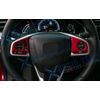 Red ABS Driver Side Control Button Molding Cover Kit For Honda Civic 2016-2021