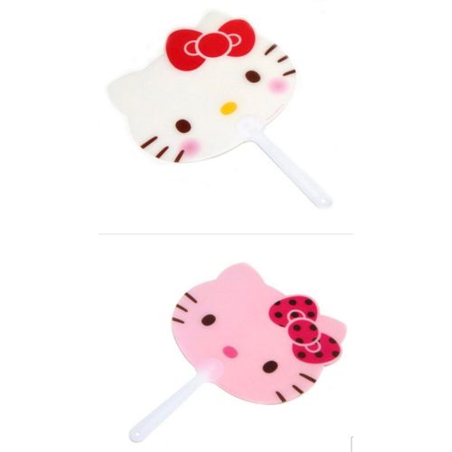 Bandal & Neoul KITTY's Adorable Face Handheld Fan Set of 2 in Pink & White - Officially Licensed