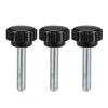 sourcing map M6 x 35mm Metric Male Thread Knurled Clamping Knobs Grip Thumb Screw on Type Hand Clamping Handle Bolt with Plastic Knobs Black 3 Pcs