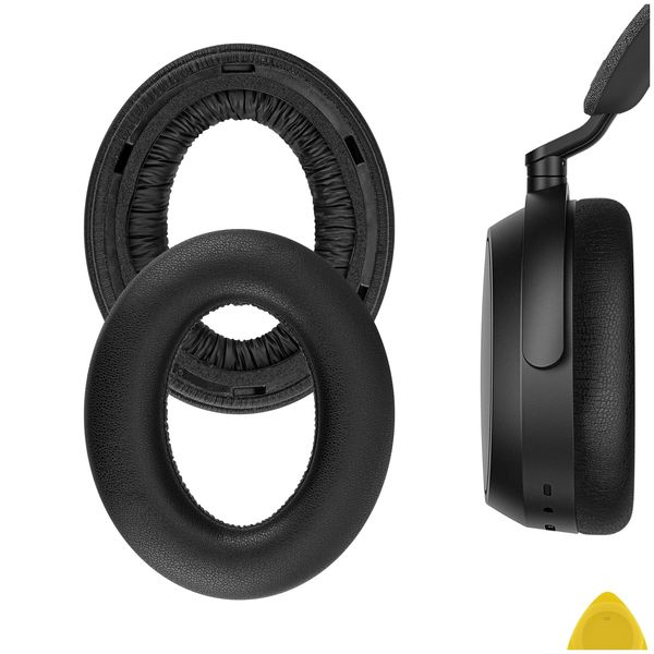 Geekria Earpads QuickFit Compatible Pads for Sennheiser Momentum 4 Wireless Over-Ear Headphones Pads Ear/Ear Cups (Protein Leather/Black)