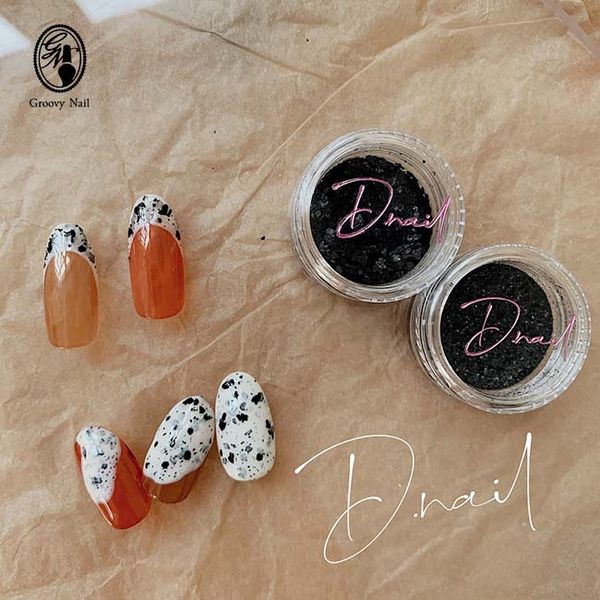 D.nail Dalmatian Hologram Black 2-piece set, large and small, 2g each, flakes, animal pattern, gel nails, nail art supplies, non-standard mail