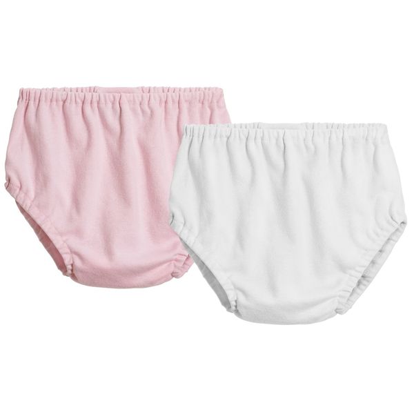 City Threads 2-Pack Little Girls' and Little Boys'' Unisex Diaper Covers Bloomers Soft Cotton, Pink/White, 3T