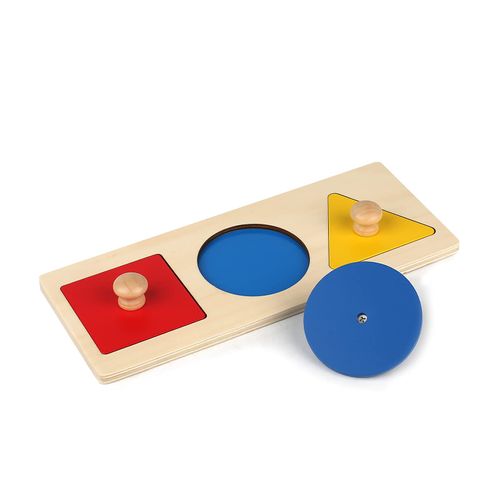 Montessori Multiple Shape Puzzle First Shapes Jumbo Knob Wooden Puzzle Geometric Shape Puzzle Toddler Preschool Learning Material Sensorial Toy for Toddler Shape & Color Sorter (3 pieces)