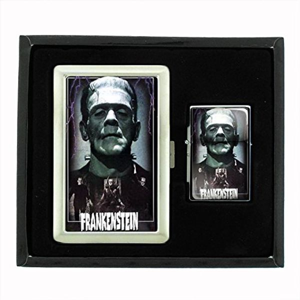 Frankenstein Boris Karloff Cigarette Case Oil Lighter Gift Set D-510