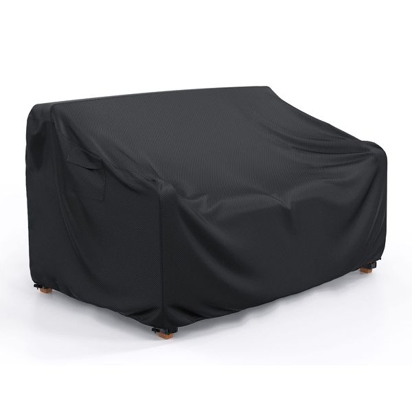 BROSYDA Patio Sofa Cover Waterproof - Heavy Duty 3-Seater Outdoor Sofa Cover Patio Furniture Covers with Air Vent and Handles, 60" L×34" D×30" H, Black