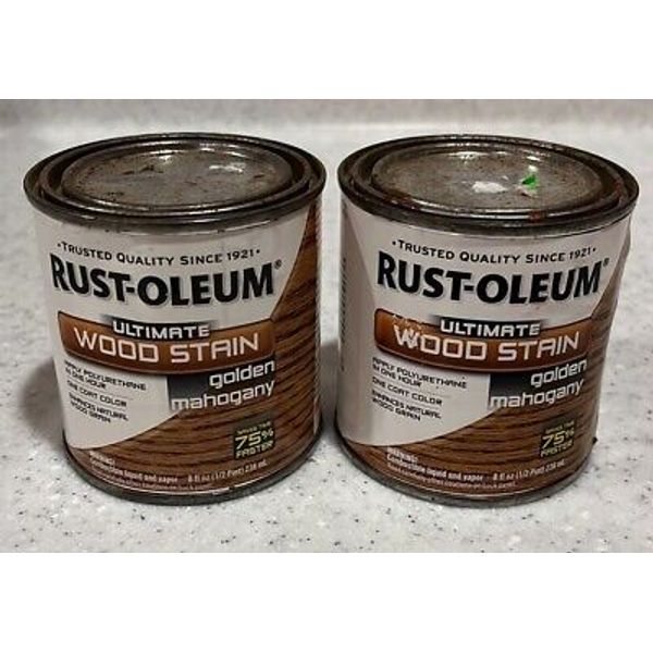 Rust-Oleum Ultimate Wood Stain~Golden Mahogany~Lot Of 2 1/2 Pints~**READ**