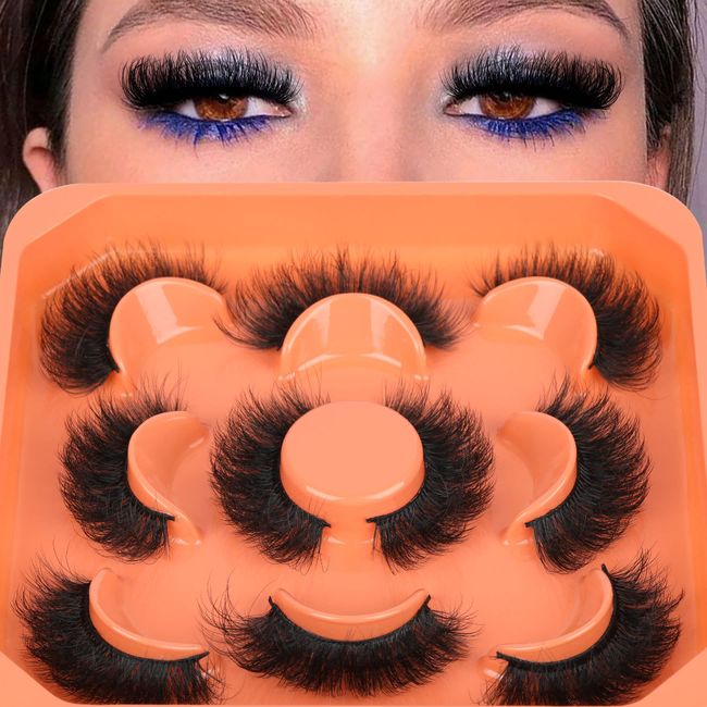 Mink Lashes Fluffy False Eyelashes 3D Full Volume 18mm Thick Fake Lashes Natural Look Like Eyelash Extensions 5 Pairs Lash by Winifred